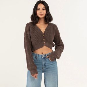 Navy Blue Urban Outfitters Cropped Cardigan